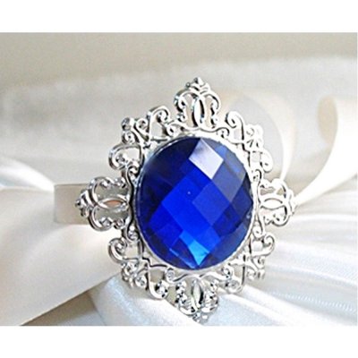 Mariage thme diamant  - Rond de serviette mariage bague diamant bleu marine : illustration
