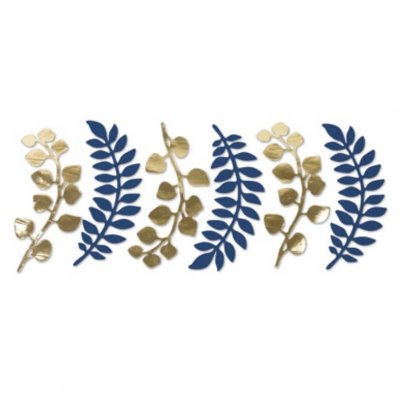 Fleurs dcoratives mariage  - 6 Feuilles de Fougres et d'Eucalyptus - Bleu Marine ... : illustration