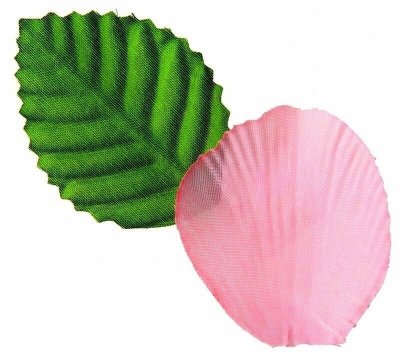 Dco de table Baptme  -  100 Ptales de Rose Artificiels Rose avec Feuilles : illustration