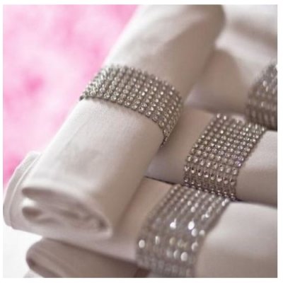 Mariage thme diamant  - Rond de serviette strass argent x 5 : illustration